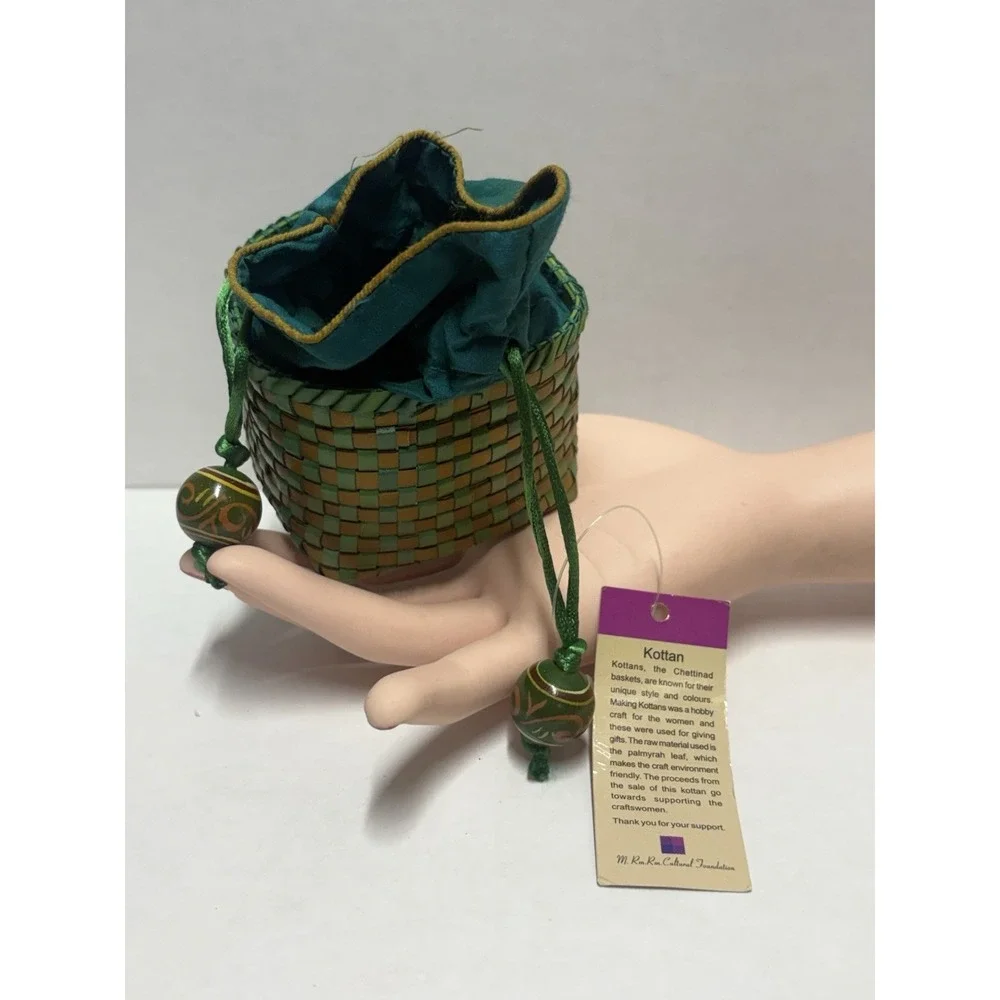 Kottan Basket hand woven Chettinad Palmyra leaf Indian Artesan handmade small